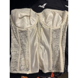 Dominique Corset Women's White Lace Longline Bride Full Figure Bustier Bra 36d